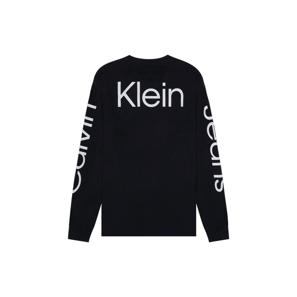 Calvin Klein Приталенный свитер с круглым вырезом и логотипом, мужские топы, черный цвет 40DC812-004