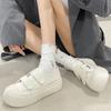 Ugly Cute Big Head Versatile Velcro Platform White Shoes Women's 2024 Spring New White Canvas Shoes Casual Shoes