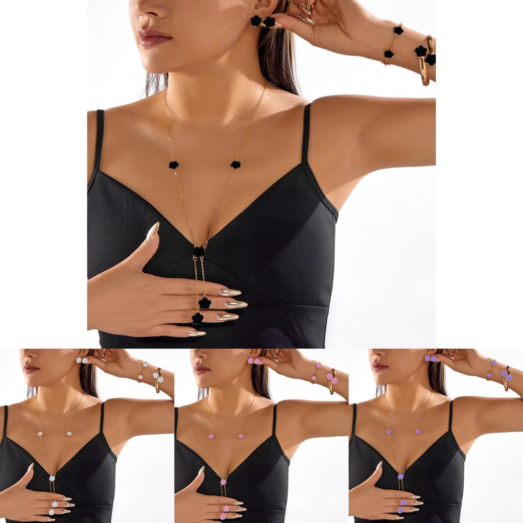 Модный летний 2024 года набор ювелирных изделий с подвесками в виде ботанических листьев из сплава для повседневного стиля