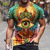 Retro Summer Abstract 3D Printed T-shirt, Men's Casual Streetwear, Round Neck Short Sleeved T-shirt, T-shirt, Clothing