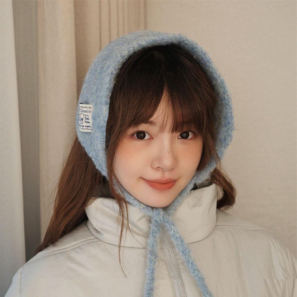 Solid Color Wool Strappy Earmuffs Thicken Warm Earlaps Fashion Knitted Ear Covers  Winter Headband