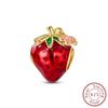 New In Charms Copper Red Strawberry Charms Beads Fit Original Pan Bracelet Necklace Diy For Women