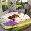 Sofia The First Butterfly Floral Pastel Rug Ideal for Reading Room, Multi-purpose Office Chair Sofa Carpet, Anti-slip Printed Home Round Rug
