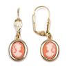 [R3659] - Gold Plated 'Camee' Dormeuses Golden Orange - 13x11 Mm