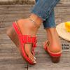 Fashion Flower Wedges Slippers Women Mid Heels Shoes Clip Toe Sandals 2024 Casual Walking Flip Flops New Summer Platform Female Slides