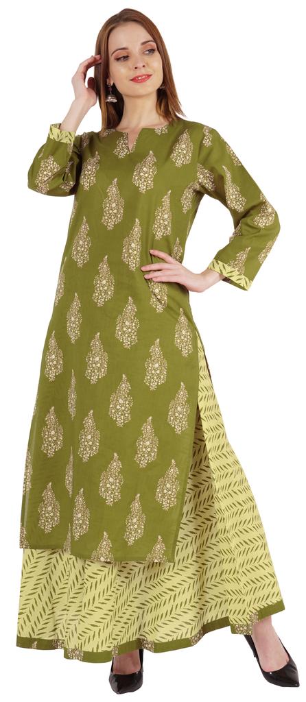 Phagun Indian Ethnic Cotton Kurti & Skirt Set For Women  S Partywear Dress Printed Traditional