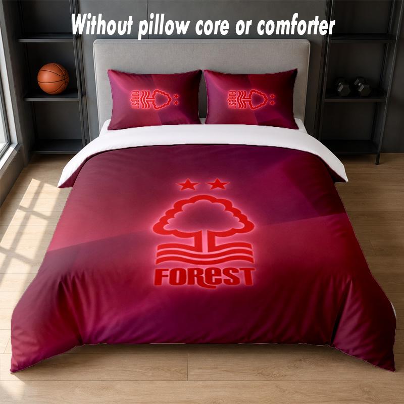 Nottingham Forest Football Design Bed Bedding Set 1 Duvet Cover + 2 Pillowcases Soft Breathable Household Bed Linens