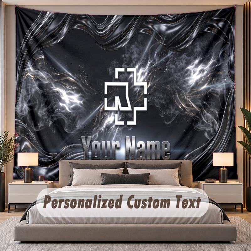 Custom Name Text Tapestry Rammstein Personalized Polyester Wall Tapestry For Bedroom And Room