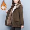 Winter Plus Velvet Warm Cotton Jackets Women    Padded Jacket Hooded Parka Overcoat   Casual Trench Coat