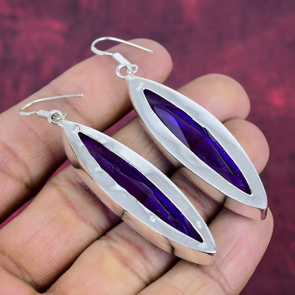 Серьги с фиолетовым топазом, драгоценные камни, серьги ручной работы из цельного серебра 925 пробы, ювелирные изделия последнего дизайна