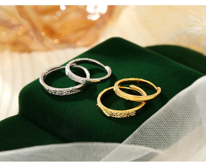 Weilan Heartbeat Кольца из серебра 925 пробы с нерегулярной текстурой для пар - Уникальный дизайн в виде баньянового дерева