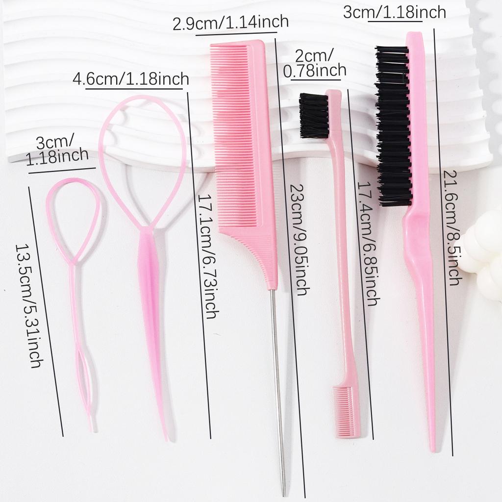 Набор из 5 расчесок для волос, повязка на голову, расческа «мышиный хвостик», двусторонняя кисточка для бровей, расческа для распутывания узлов, Специально для париков из натуральных волос