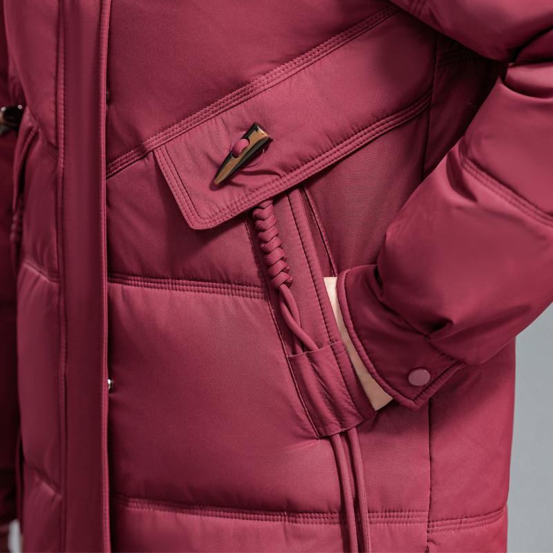 Middle Age Woman Winter Long Coats Hooded Faux Fur Collar Casual Thick Warm Parkas Women's Jackets