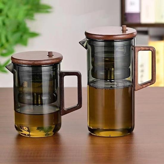 550/750 мл чайник с заварником деревянная ручка чайник из боросиликатного стекла чайник с разделением воды