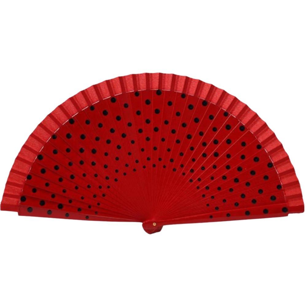 Portable Dots Pattern Flamenco Spanish Folding Fan Vintage Wood Handle Hand Fan Colorful Dancing Fan Filming Props