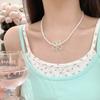 Colorful Flower Necklace Handmade Beads Choker Sweet Imitation Pearl Necklace  Seaside
