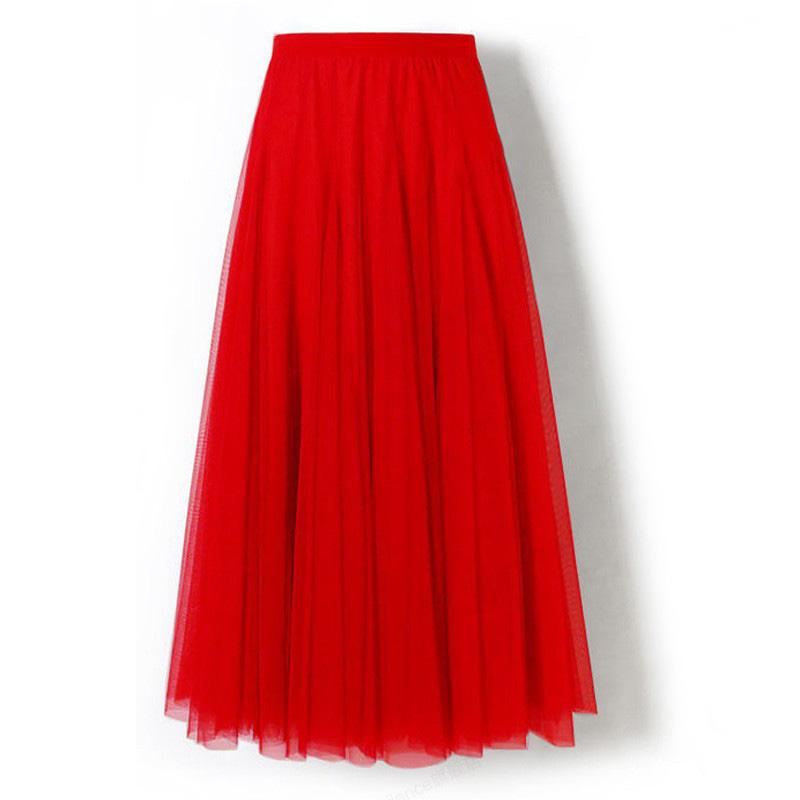 1 шт. Юбка разных цветов с подкладкой, однотонная сетка, тюль, летняя юбка-трапеция, женская, весна, высокая талия