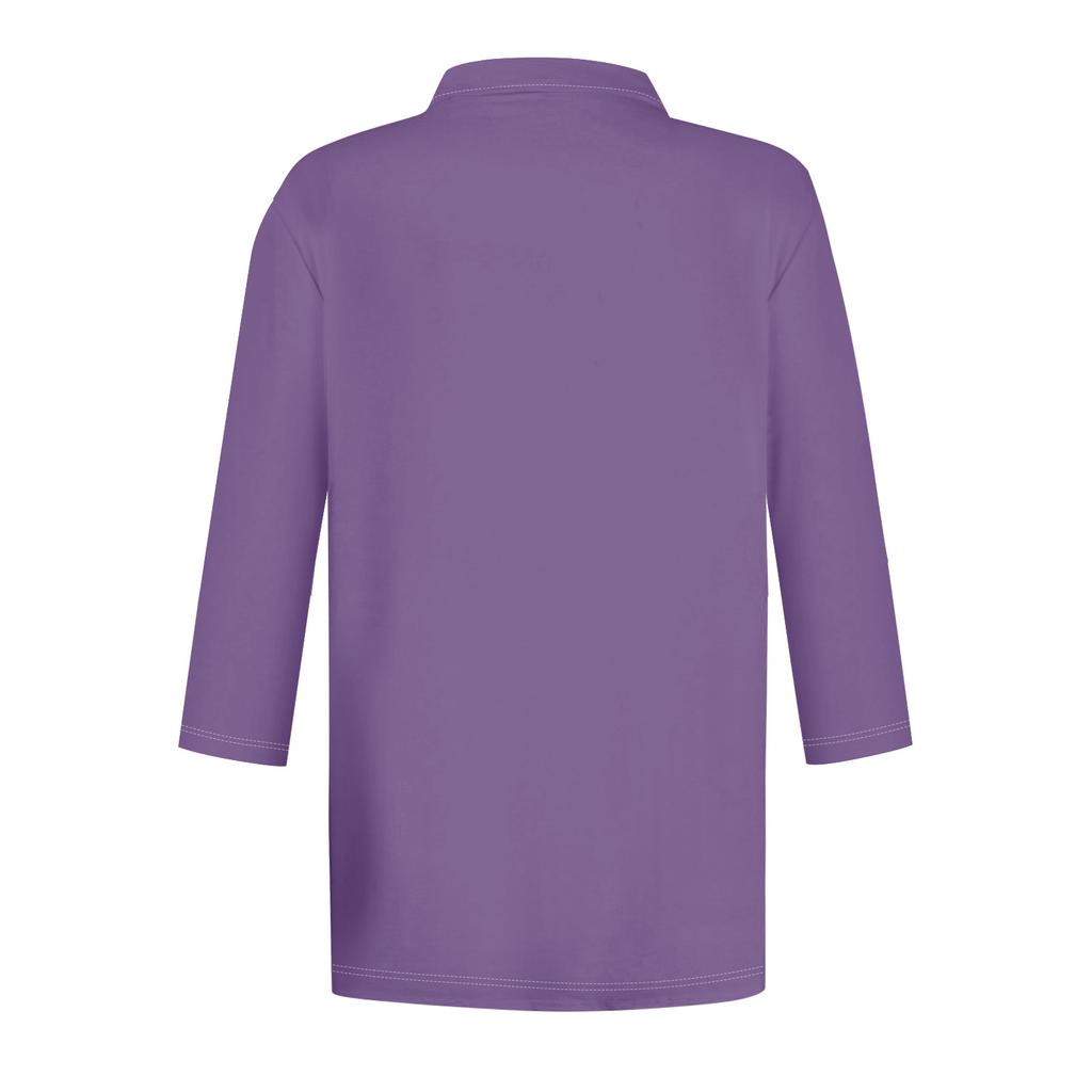 Женская модная повседневная рубашка с короткими рукавами 3/4 с лацканами и принтом, женские топы на пуговицах