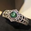 Aesthetic Women Rings for Wedding Gorgeous Green Cubic Zircon Female Rings Anniversary Party Temperament Elegant Jewelry