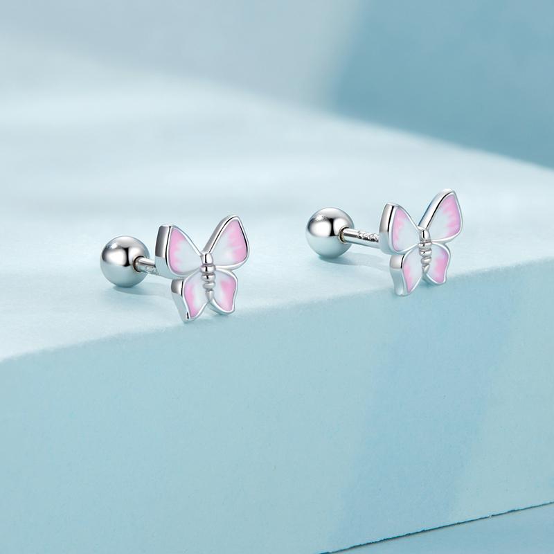 Женские серьги-кольца BAMOER из стерлингового серебра 925 пробы, яркие и красивые синие бабочки, изящные ювелирные изделия