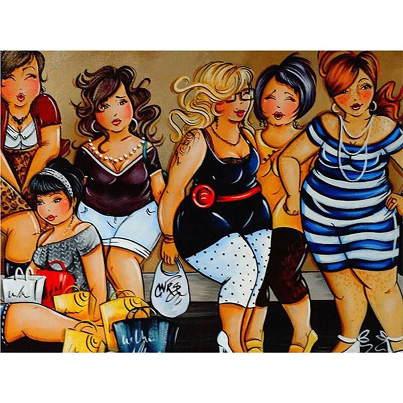 Полный круглый бриллиант 5D DIY сексуальная женская алмазная живопись мультфильм толстая леди Алмазная вышивка крестиком мозаика домашний декор