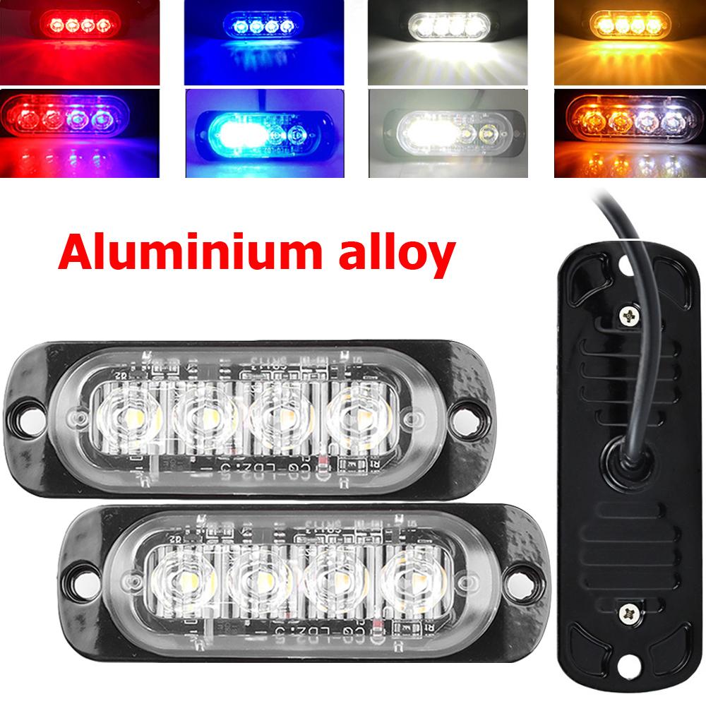 2Pcs 4LED Car Strobe Warning Light Grill Flashing Breakdown Emergency Light Car Truck Trailer Beacon Lamp LED Side Light For Car