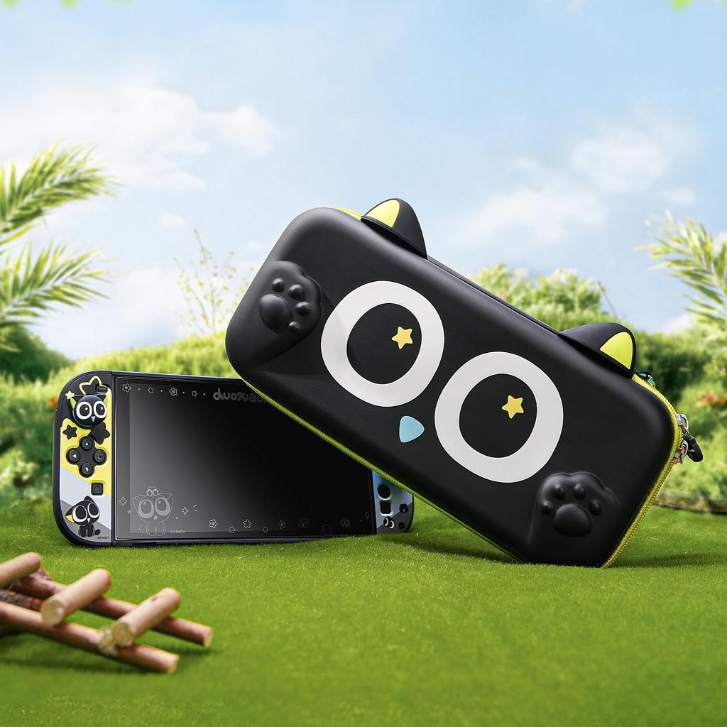 GeekShare Switch Compatible with Switch 2 and OLED HDMI and Other Large Capacity Full Holds 10 Game Birthday Gift Luo Black Case, Models, 2025,