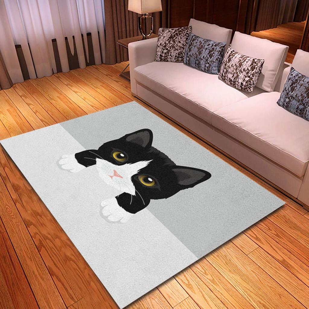 Black Cat Carpet Kawaii Cat Area Rug For Bedroom Living Room Bathroom Decor Entrance Doormat Cartoon Pet Cats Print Floor Mat
