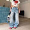 Design Sense Creases Doing The Old Washed Jeans Women Loose Wide Leg Pants High Waist Drag Floor Long Pants Jeans for Women Long Denim Pants