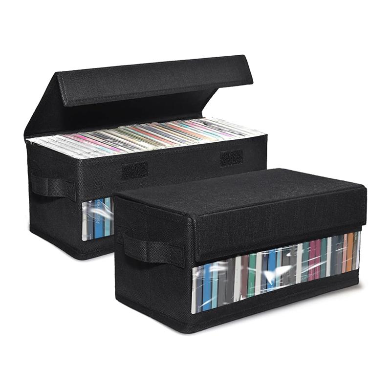 AT69 -Full Jewel Case Storage Container Box 2 Pack, 32 CD Holders& Slim Case 60 CD Capacity