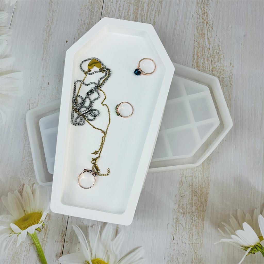 Coffin Resin Tray Molds for Making Jewelry Tray Earrings Display Stand DIY Craft Coffin Shaped Jewelry Tray Molds