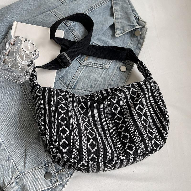 Сумка через плечо в племенном стиле, складная, кроссбоди, на молнии, в полоску, сумка-хобо кроссбоди для женщин, повседневная сумочка CLE