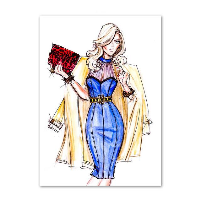 Современное модное платье для девочек, сумка, настенное искусство, скандинавская картина на холсте, домашние постеры, принты, настенные панно в Париже для декора гостиной