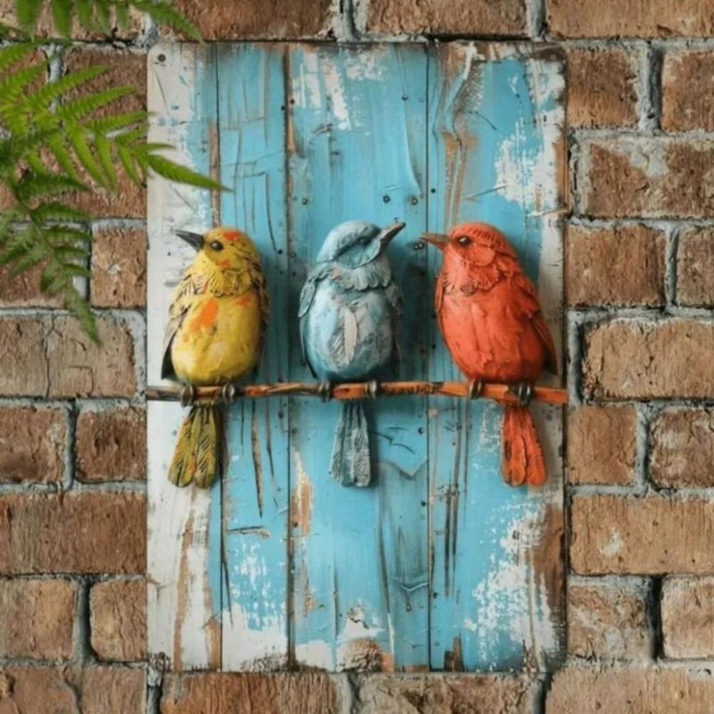 Металлическое Настенное Искусство Птица Винтажный Декор Фермерского Дома Гостиная 8x12 Дюймов