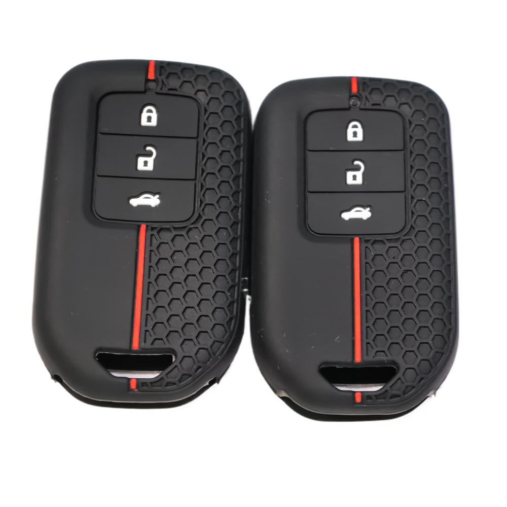Силиконовый чехол-брелок для ключей автомобиля с 3 кнопками для Honda Fit Gp5 Shuttle Gp8 Jade Vezel City Civic Jazz Brv Чехол для ключа Автоаксессуары
