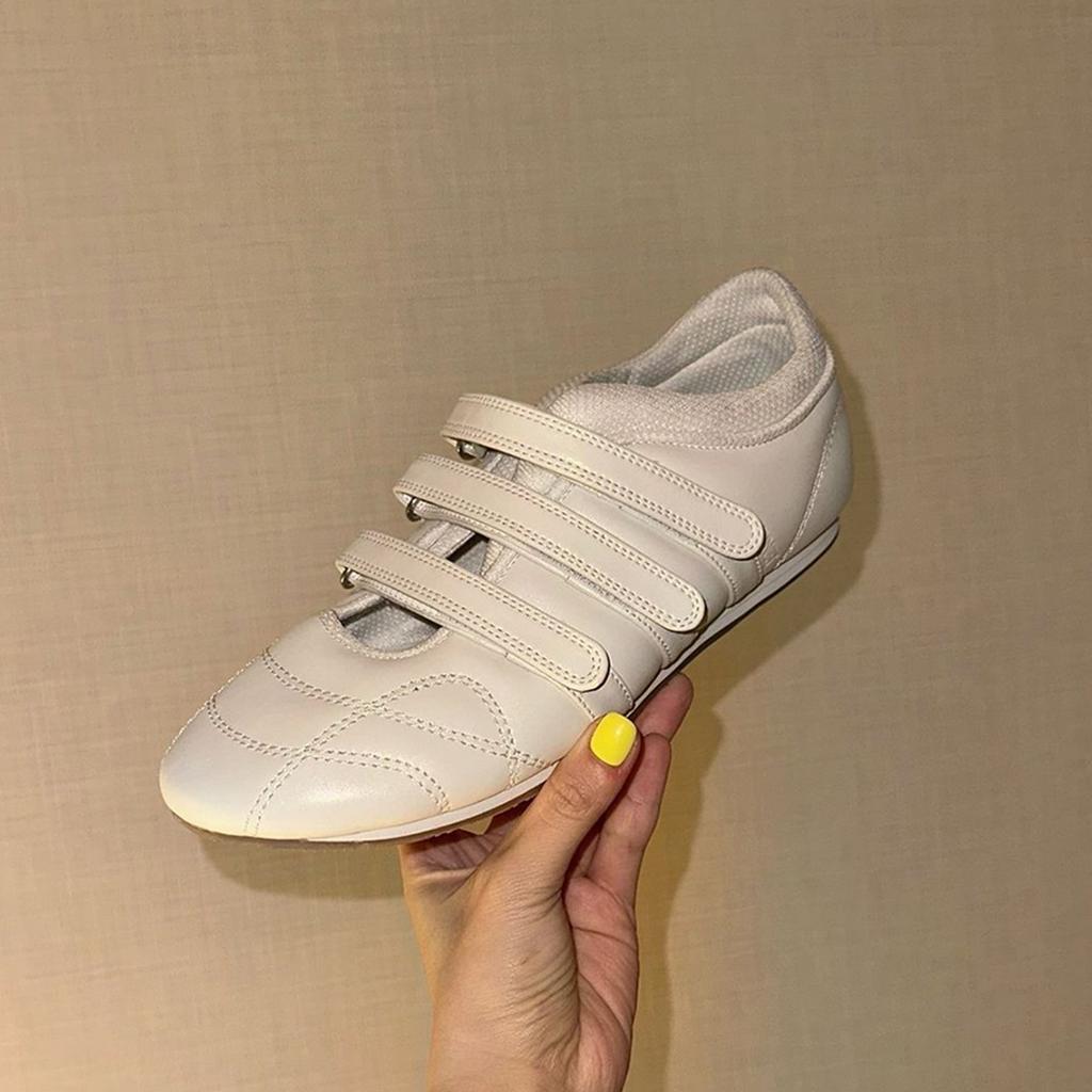 Найди второй волосок! Корейские нишевые повседневные балетки на липучке, женские кожаные универсальные туфли на плоской подошве, одинарные туфли