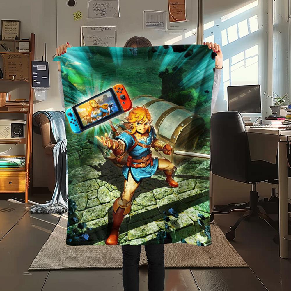 1 шт. Фланелевое одеяло с принтом Link из Zelda, Высококачественное, Удобное для всех сезонов, Декор для дома, Тепло и уют, Идеально для рождественских подарков