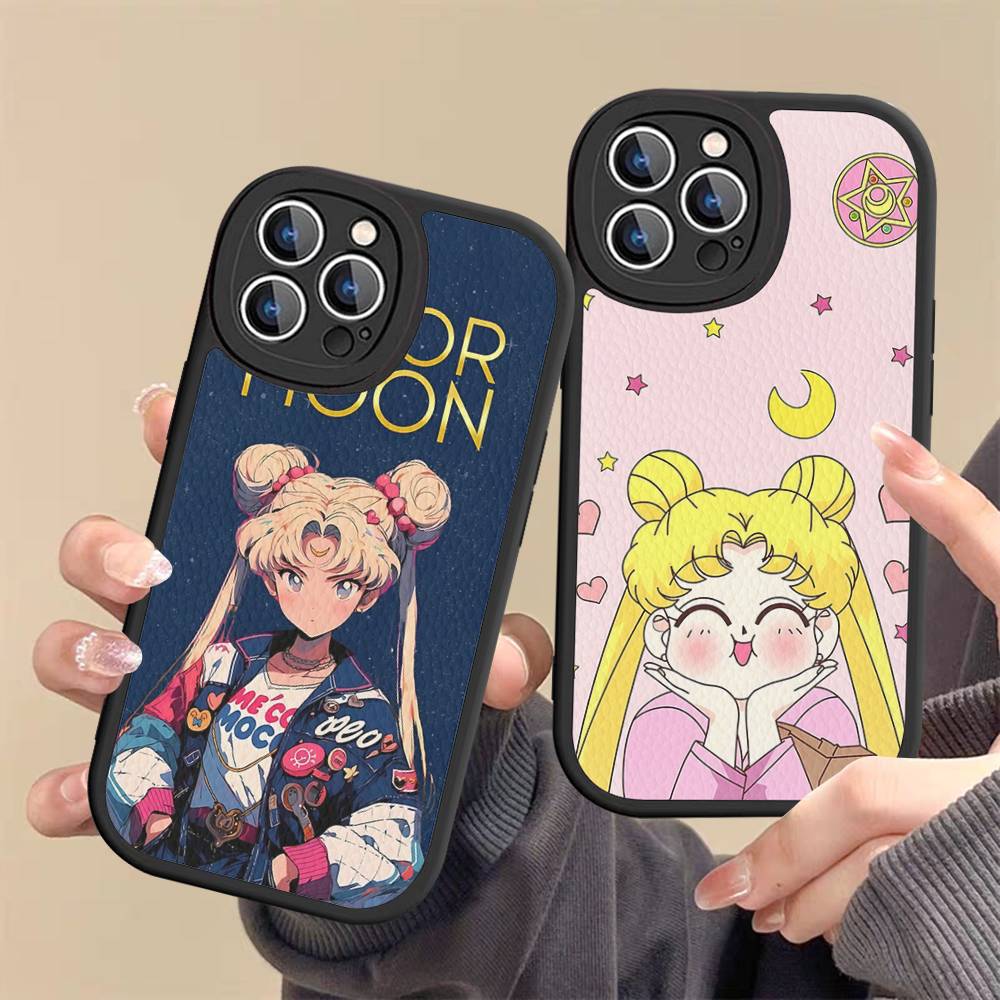 Чехол для телефона S-Sailors Anime Moon для iPhone 16 15 14 13 12 11 Pro Max Plus 16E Мягкий кожаный чехол