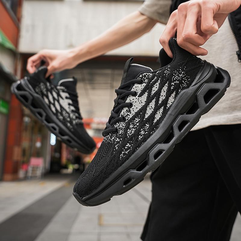 Summer Men's High Quality Sneaker Casual Sport Tennis Shoes Solid Color Breathable Lace-up Outdoor Running Training Shoes