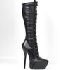 New Sexy Knee-high Boots 7" Super High Heel Platform Pointed-toe Lace Up Women Boots Big Size 36-46