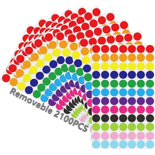3/4" Color Dot Stickers Removable Adhesive Markers Label for Garage Sale Kids Classroom Toddlers Preschool The Office Waterproof Sticky Small Round