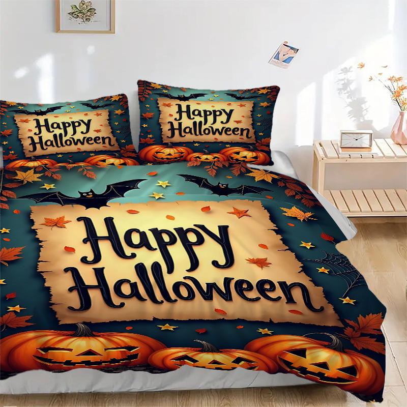 3pcs Halloween Decorations Duvet Cover Set, Cover For Bedroom Guest Room (1 Duvet Cover + 2 Pillowcase, Without Quilt), yy250922230