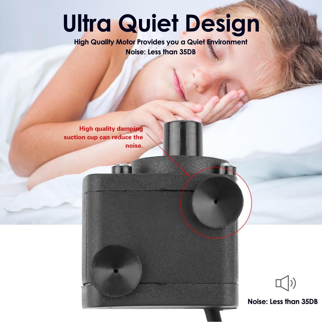 Walfront JT-180A-12 Small DC 12V Brushless Submersible Water Pump, 350L H, for Aquariums, Fish Tanks, and Water Cooling, Brushless Motor