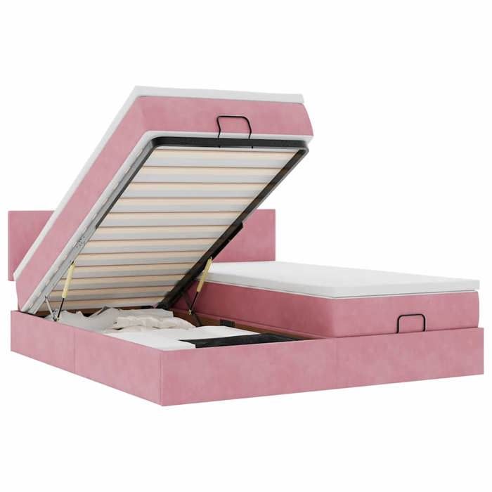 Maison Exclusive - Cadre de lit ottoman avec matelas rose 160x200 cm velours