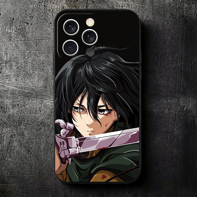 A-Атака Титанов Микаса Мягкий Чехол для Телефона для iPhone 16 16E 17 Air 15 Pro Max 14 Plus 13 Mini 11 12 7 Черный Чехол Задняя Панель