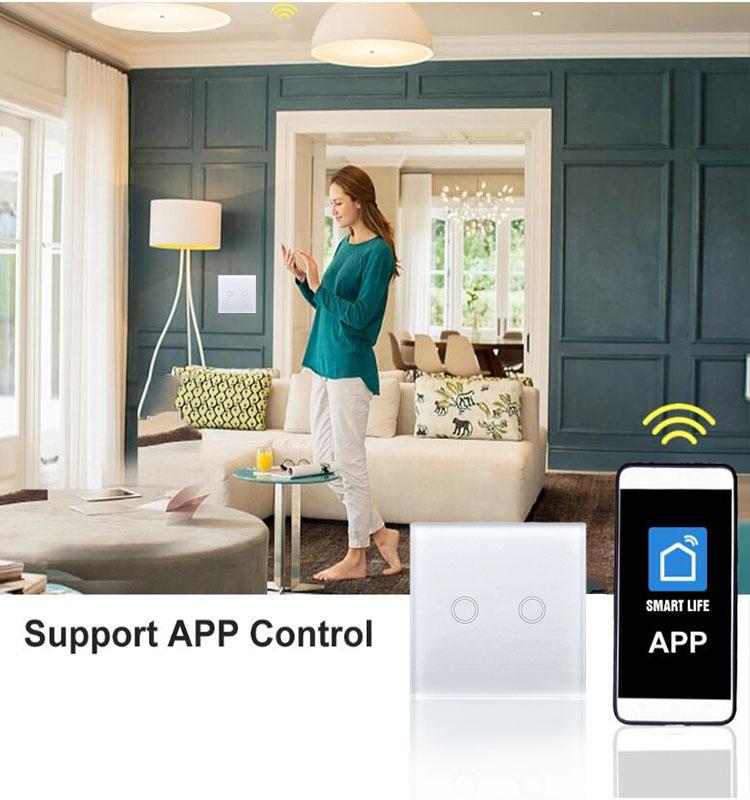 EU Standard Switch Glass Touch Panel Wall Light Switch for Smart Home