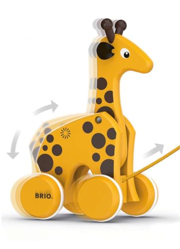BRIO Игрушка на веревочке Жираф 30200, для детей от 1 года. [Игрушка, Деревянная игрушка, Подарок (День рождения/Рождество)]