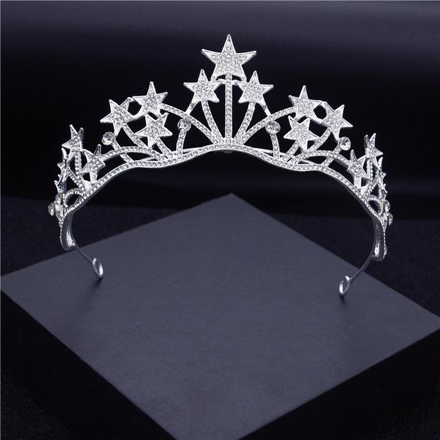 Великолепная звездная корона, повязки на голову, королевский головной убор для невесты, роскошные диадемы принцессы на день рождения, свадебные украшения для волос, украшения