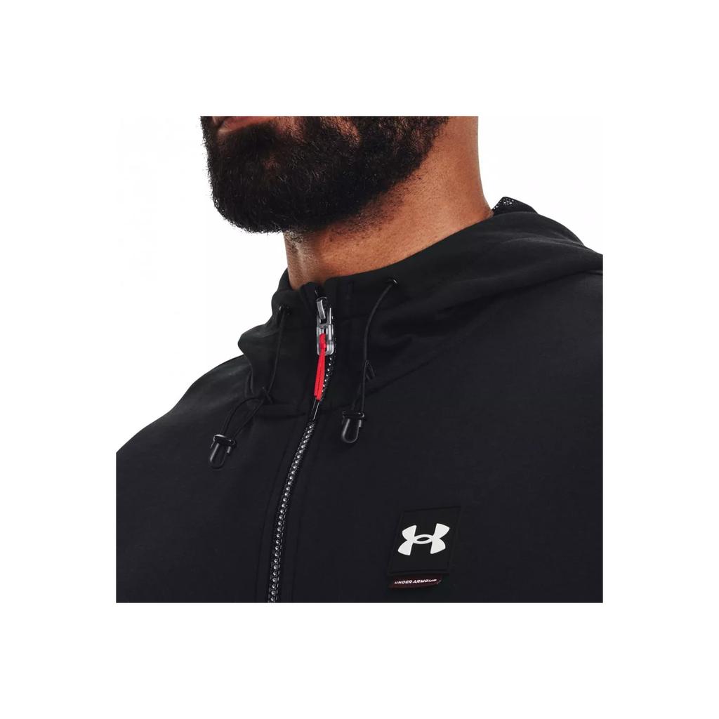 Under Armour FW22 Однотонная толстовка с капюшоном на молнии с логотипом, мужские топы с длинным рукавом, черный 1373801-001