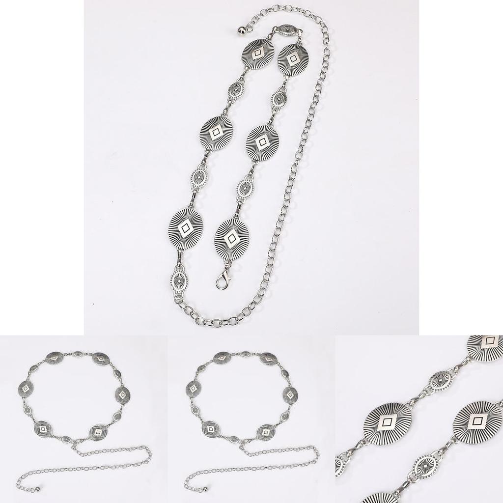 Metallic Ladies Waist Chain With Artistic Engraving For Casual Office Wear